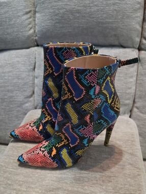 Steve Madden Multicolor Snakeskin Pointed Ankle Boots